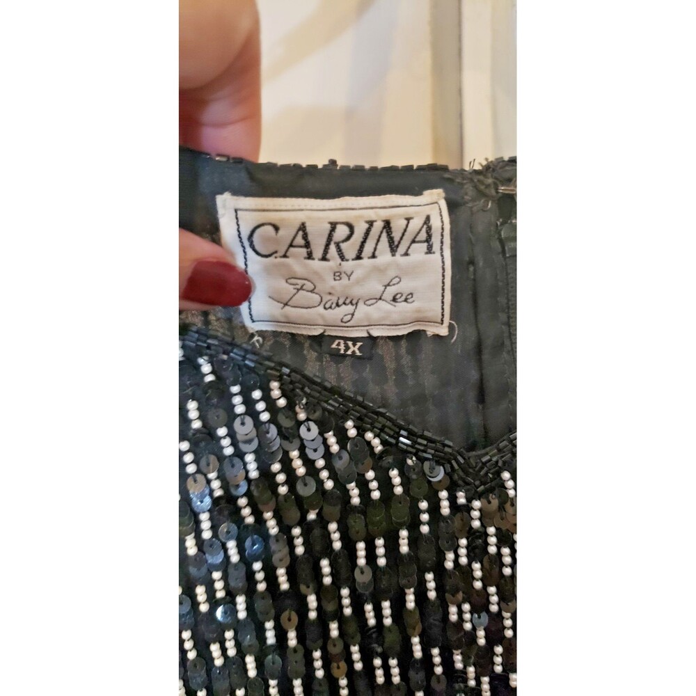 NWOT - Vintage Carina Black Silk Top with paillettes and beads (very heavy) - 4X - Picture 5 of 6